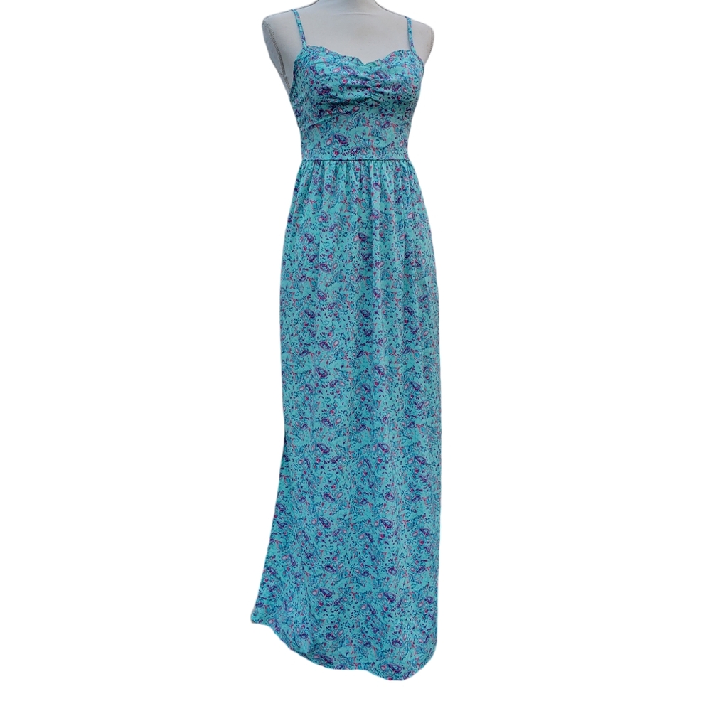 Arizona Jeans Co Maxi Dress Spaghetti Straps Double Tie Back Split Side …